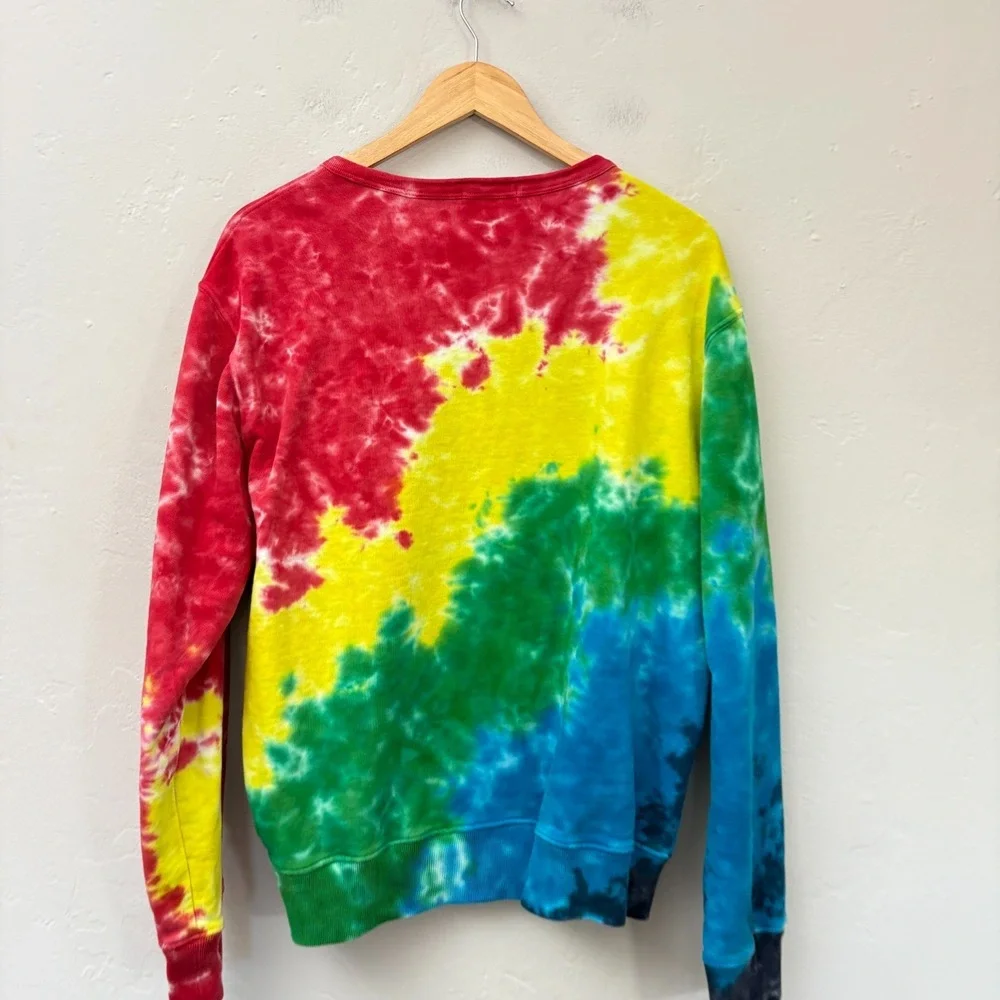 Polo Ralph Lauren Tie Die Sweatshirt Men Size Large Rainbow Pullover Long Sleeve